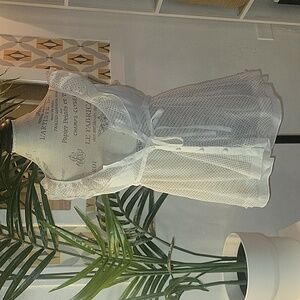 Daytrip Cream Poka DOT boho ruffled straps fabric buttons tie midriff camisole